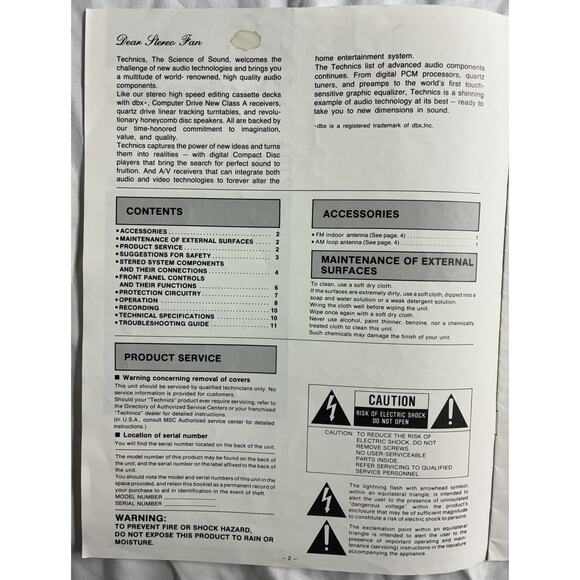 Technics AM/FM Stereo Receiver SA-130 Operating Instructions - Original Manual - Picture 4 of 7